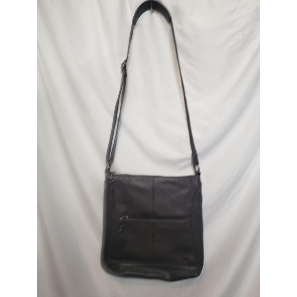 The Sak Dark Gray Leather Crossbody Bag Purse Zip